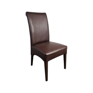 Super-Seat | Zwarte armloze stoel met licht gebogen vloerkleed, houten poten; elegante horeca uitvoering. | Horecameubilair