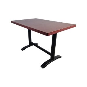 Super-Seat |Rechteckiger Holztisch mit brauner Tischplatte und schwarzen Metallbeinen, modernes Design. | Horecameubilair