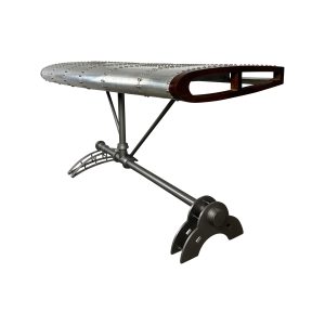 Super-Seat |The Navigator Vintage Beistelltisch Metall 178x75cm |Vintage Metalltisch mit silberner Flügelplatte, Holzkante und stabilem Industriefuß. | Catering Möbel