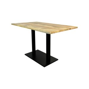 Super-Seat | Gastfreundschaftstische Mangoholzplatte mit schwarzem Fuß 120x70cm | Rechteckiger Tisch, helles Mangoholz, schwarzer Metallfuß, flacher Fuß. | Catering Möbel