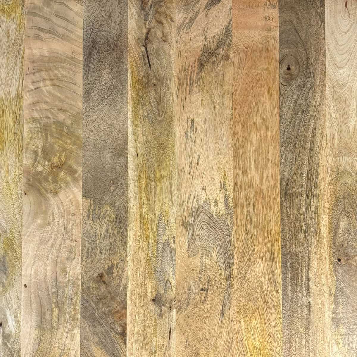 Super-Seat | Hospitality Tische Mangoholzplatte mit schwarzem Untergestell 120x70cm Braun-beiges Mangoholz, natürliche Maserung, massive Bretter-perfekt für Tische. | Catering Möbel