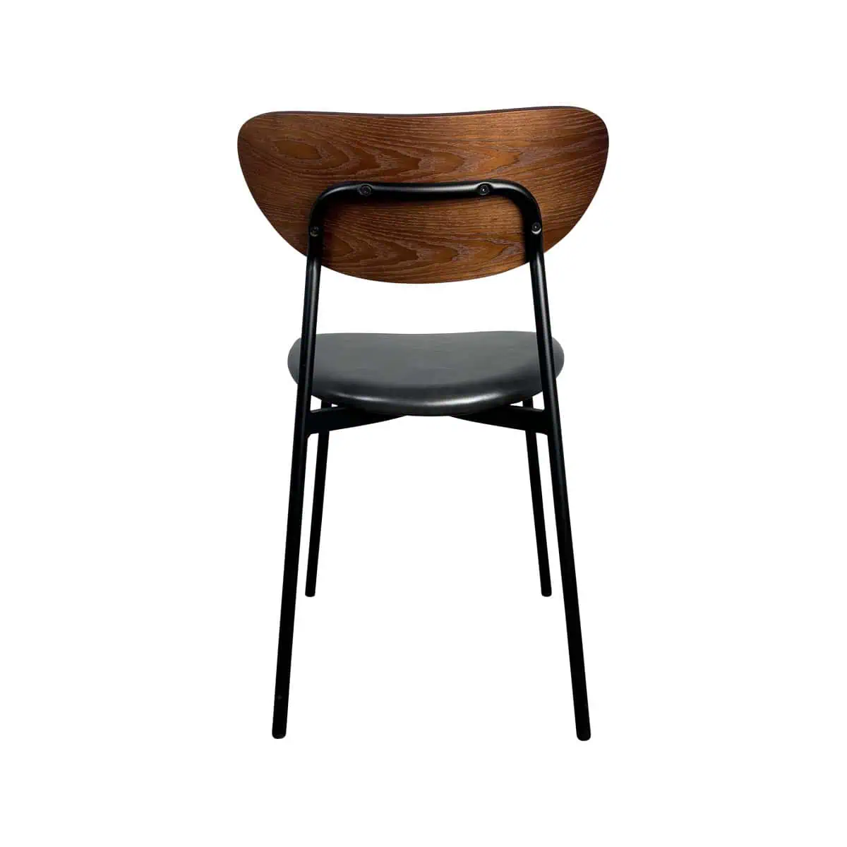 Super-Seat | Maison design chairs velour Mocha | Stuhl mit geschwungener Holzrückenlehne, schwarzem Velours-Sitz und schwarzen Metallbeinen. | Catering Möbel
