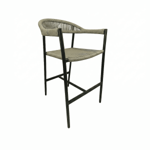 Prag Barhocker mit grünem Geflecht und Armlehnen für die Terrasse
