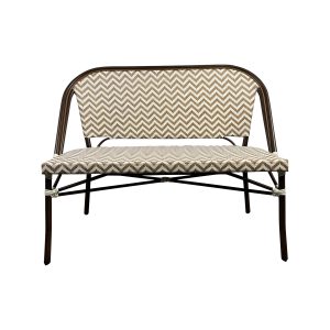Super-Seat | Der Vicktor Vintage Schulstuhl aus schwarzem Metall | Schwarzer Metallrahmen, Holzbeine, braun-weißer Chevron-Sitz und Teppich. | Catering Möbel