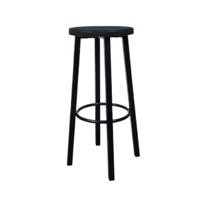 Super-Seat | Super Seat Barkruk Zwart | Een hoge, zwarte metalen barkruk met vier poten, ronde zitting en ringvormige voetensteun. | Horecameubilair