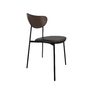 Super-Seat | Super Seat | Zitting met gebogen bruine rug en zitting, dunne zwarte metalen poten, moderne uitstraling tegen witte achtergrond. | Horecameubilair